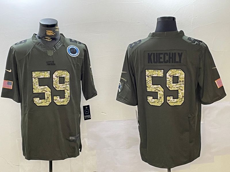 Men Carolina Panthers #59 Kuechly Green 2024 Nike Olive Salute To Service Limited NFL Jersey style 1